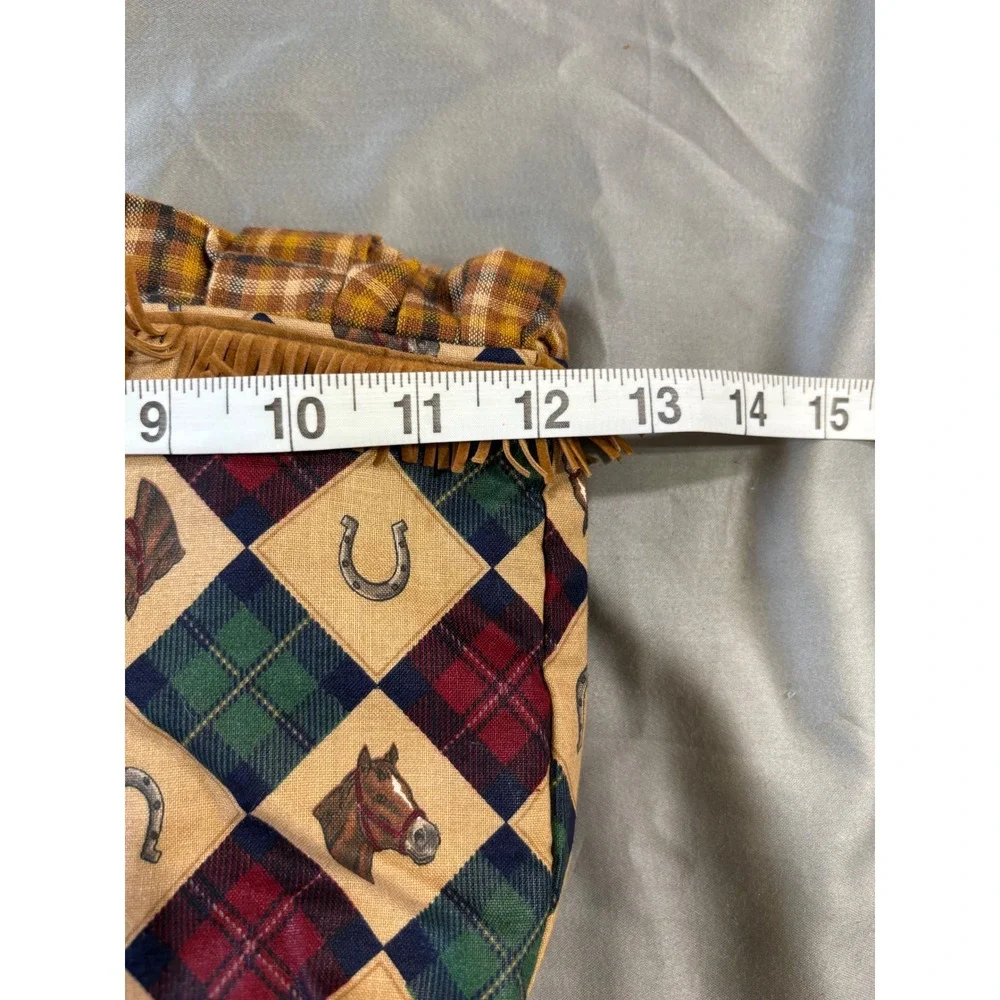 Kids Equestrian Horse Plaid Fringe Tote Bag Western Horseshoe Handbag Multi boho